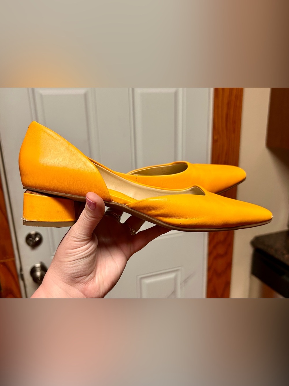 Franco Sarto Vibrant Orange Leather Pointed Pumps